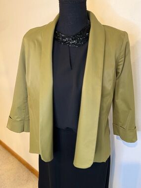Roberto Mazzali Italy Olive Cropped Blazer Structured Minimal Jacket XS